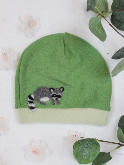 Ash &amp; Rose hat Green Raccoon Cashmere Hat - Toddler