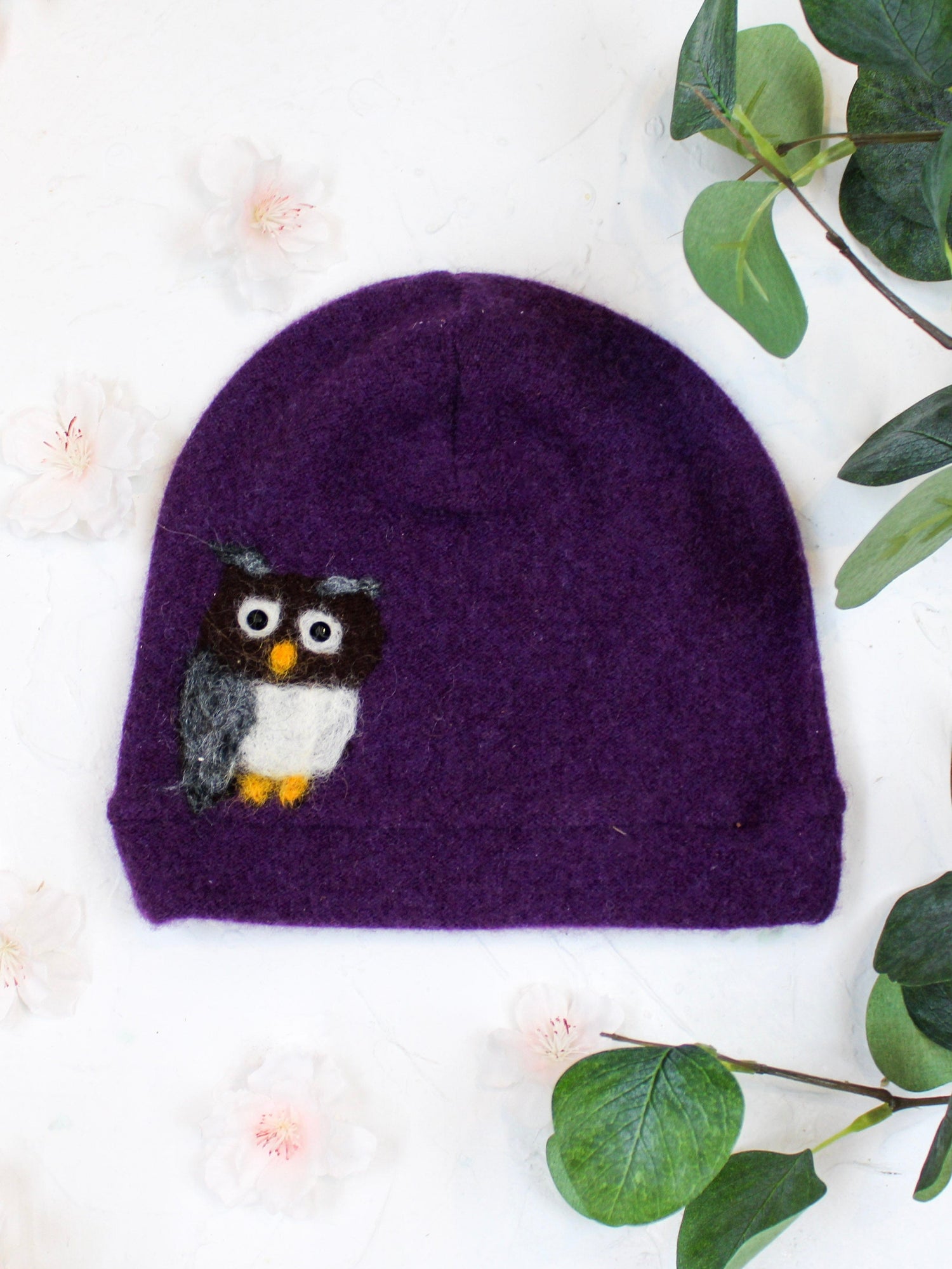 Ash &amp; Rose hat Purple Owl Cashmere Hat - Toddler