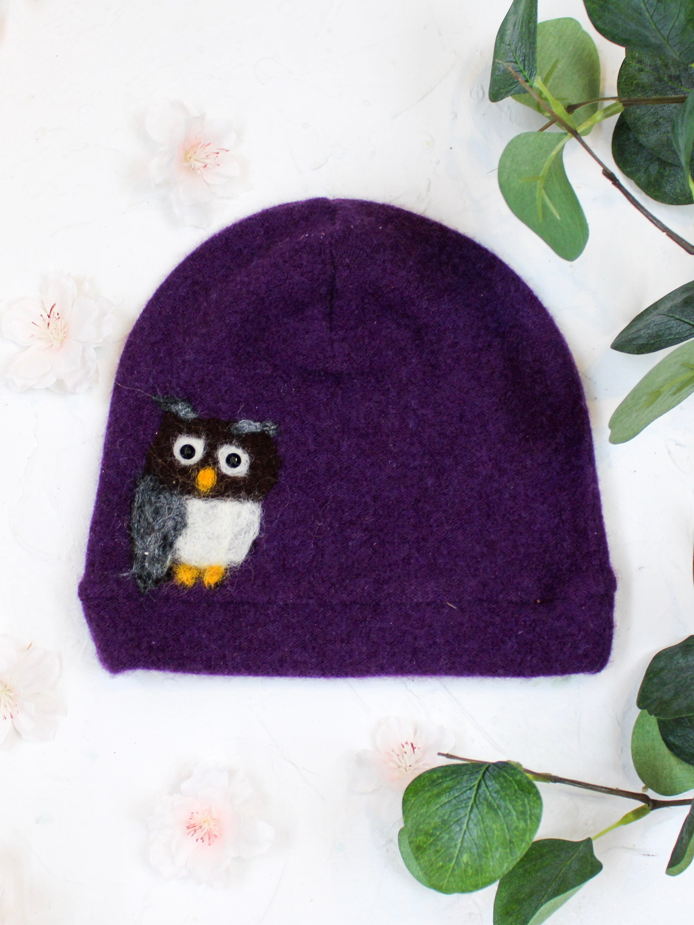 Ash &amp; Rose hat Purple Owl Cashmere Hat - Toddler