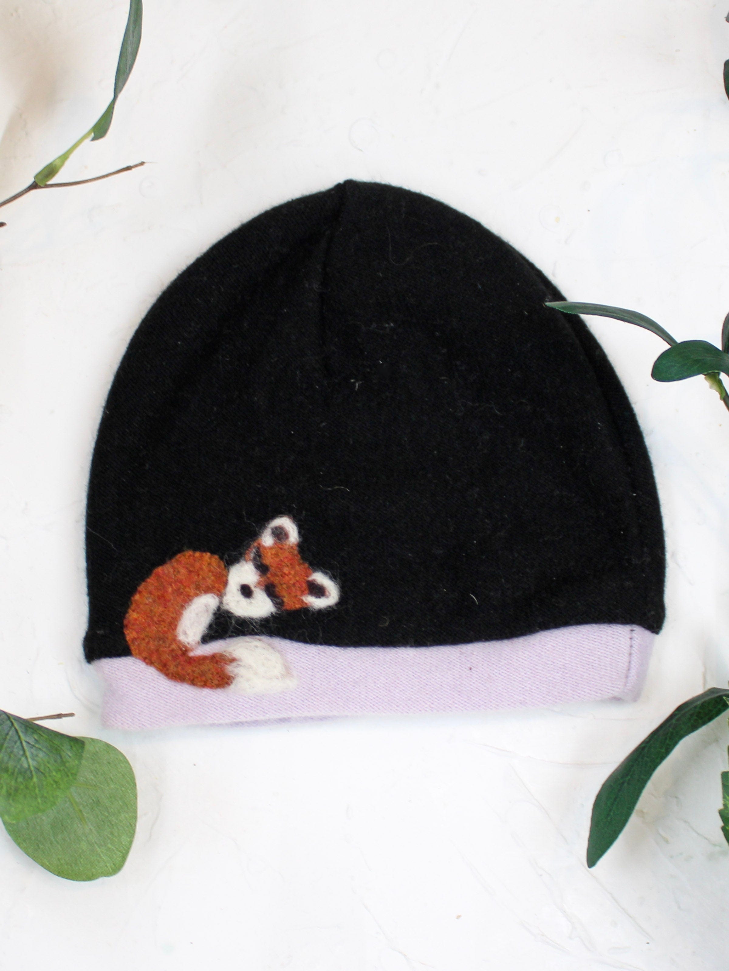 Ash &amp; Rose hat Lilac Sleeping Fox Cashmere Hat - Toddler