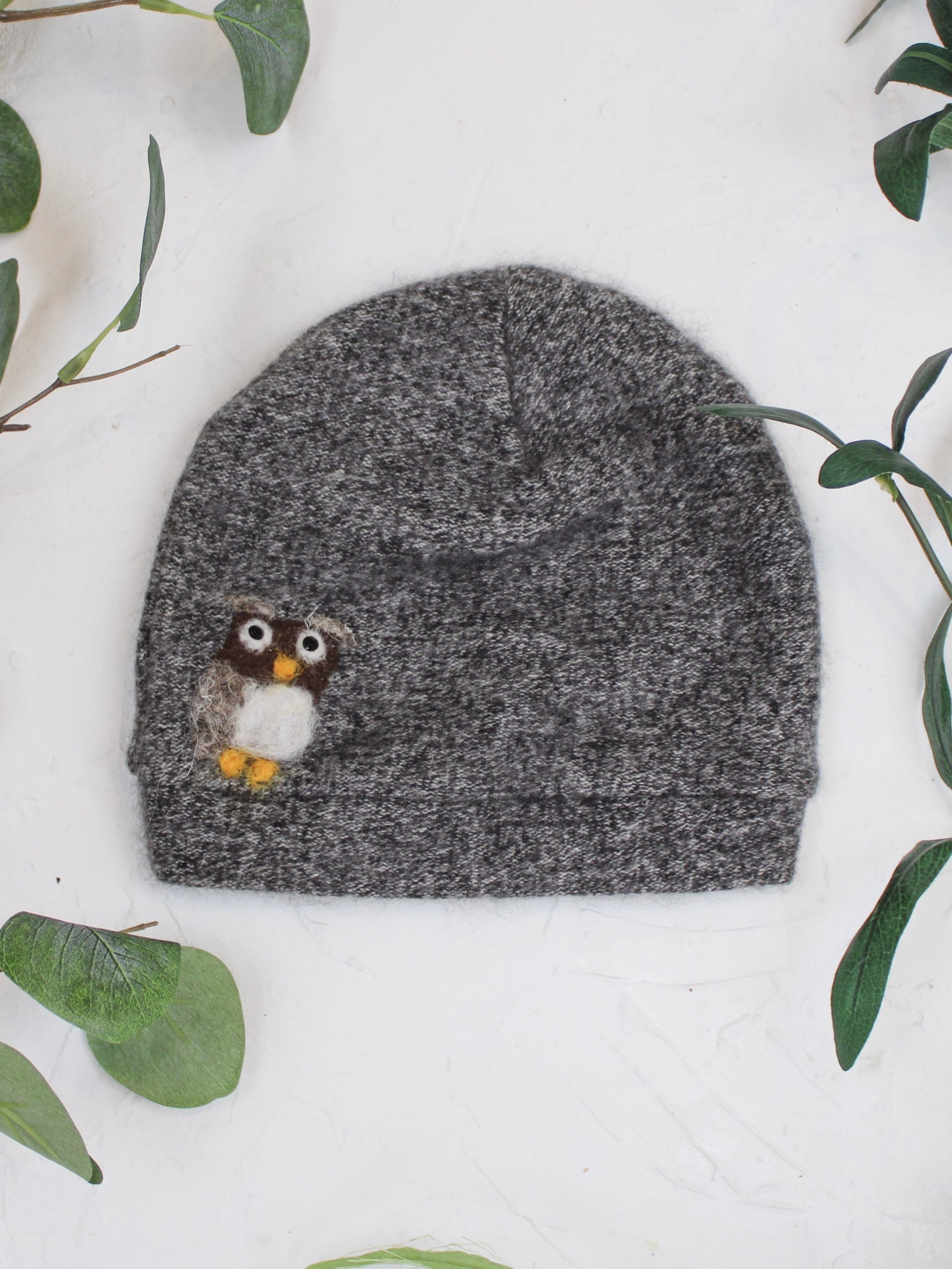 Ash &amp; Rose hat Gray Owl Cashmere Hat - Toddler