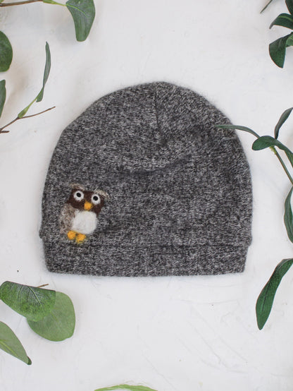 Ash &amp; Rose hat Gray Owl Cashmere Hat - Toddler