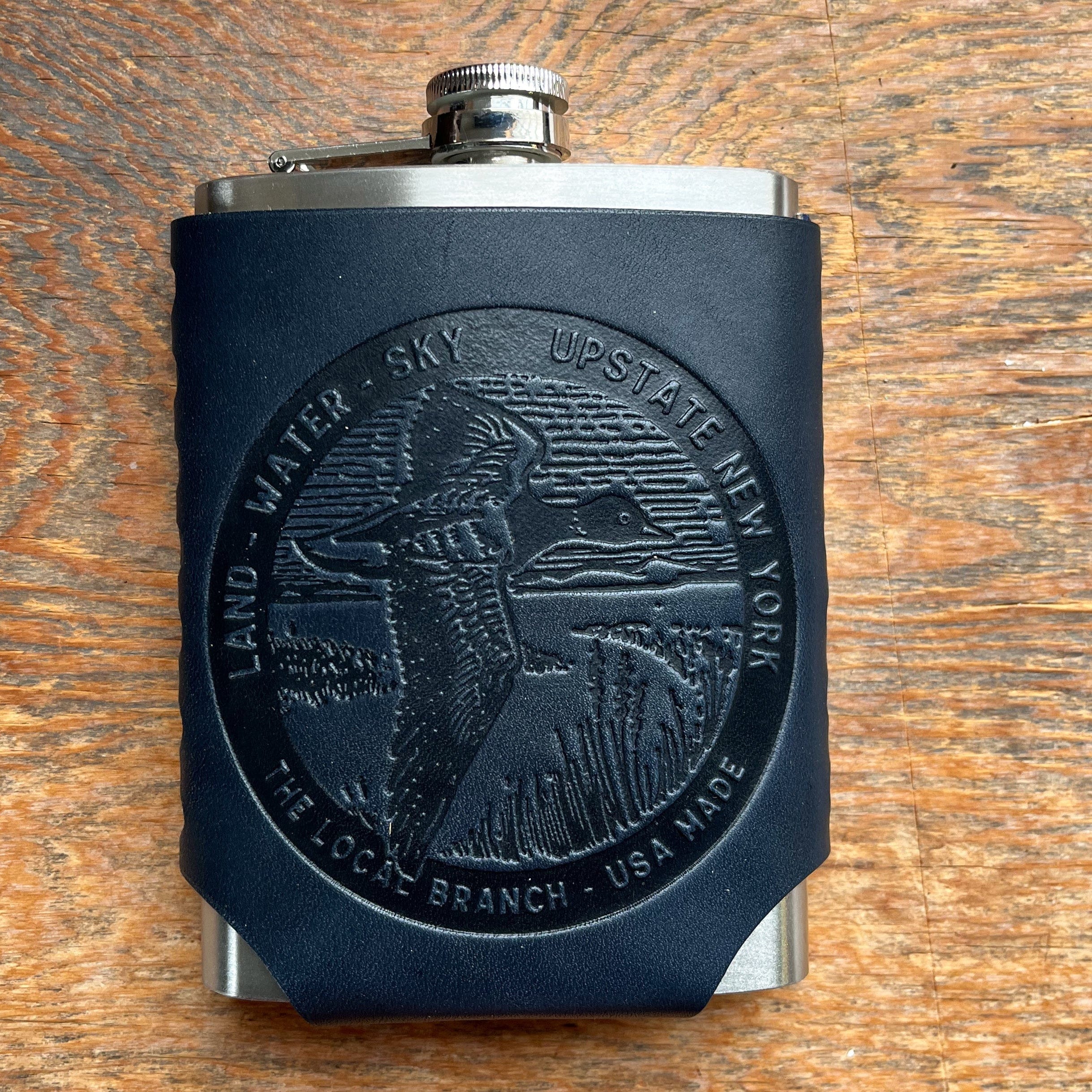 The Local Branch American Nomad / Navy Leather Wrapped Flask
