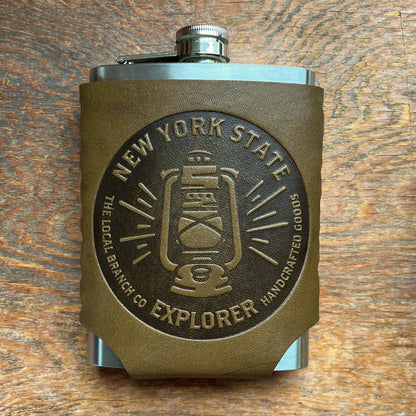 The Local Branch Lantern / Black Leather Wrapped Flask