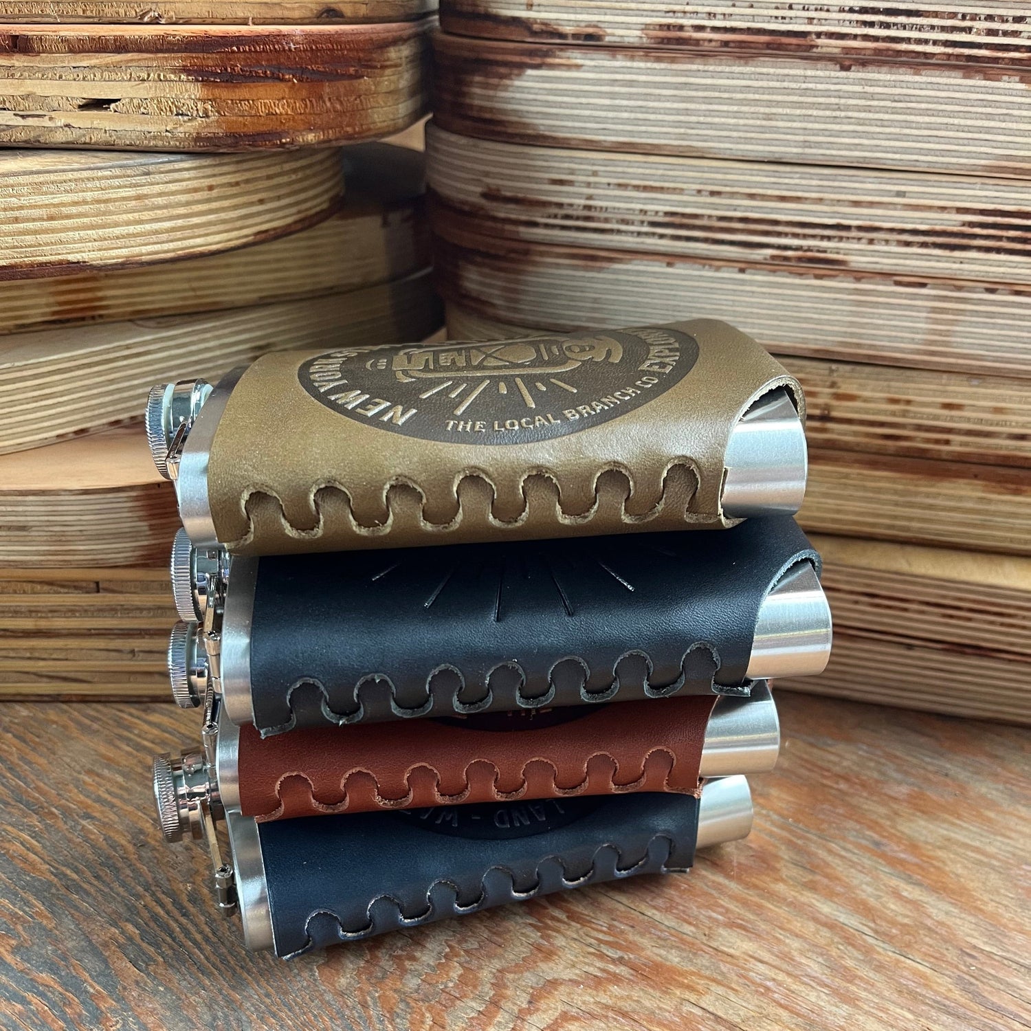 The Local Branch Leather Wrapped Flask