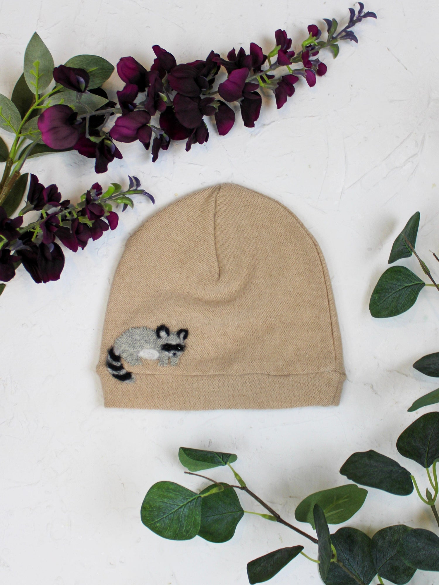 Ash &amp; Rose hat Tan Raccoon Cashmere Hat - Child