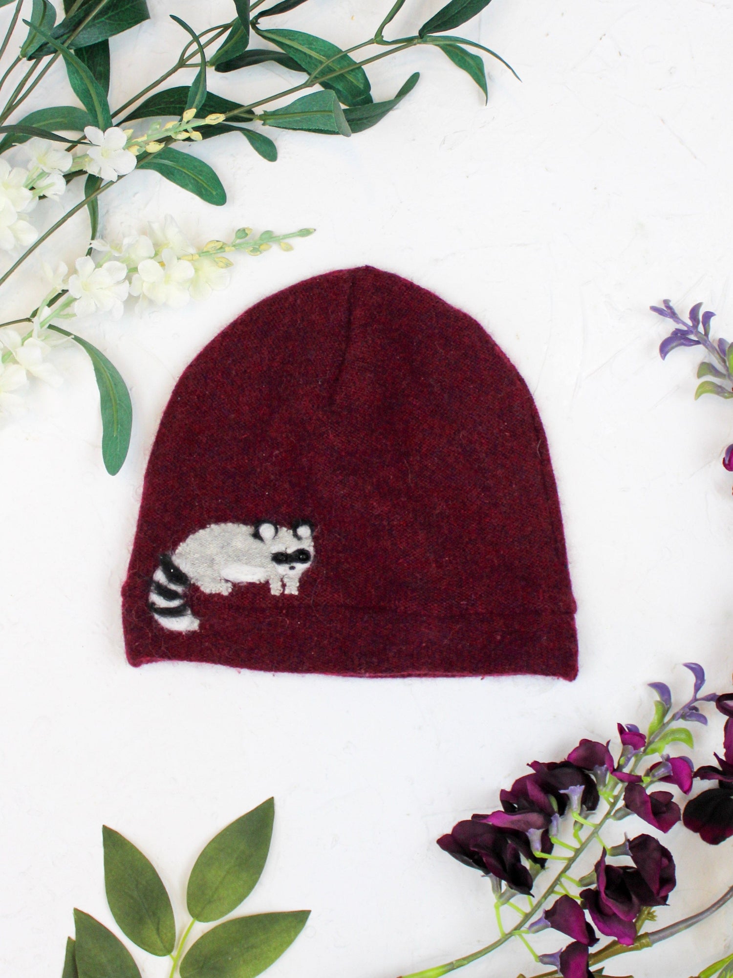 Ash &amp; Rose hat Maroon Raccoon Cashmere Hat - Child