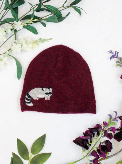 Ash &amp; Rose hat Maroon Raccoon Cashmere Hat - Child