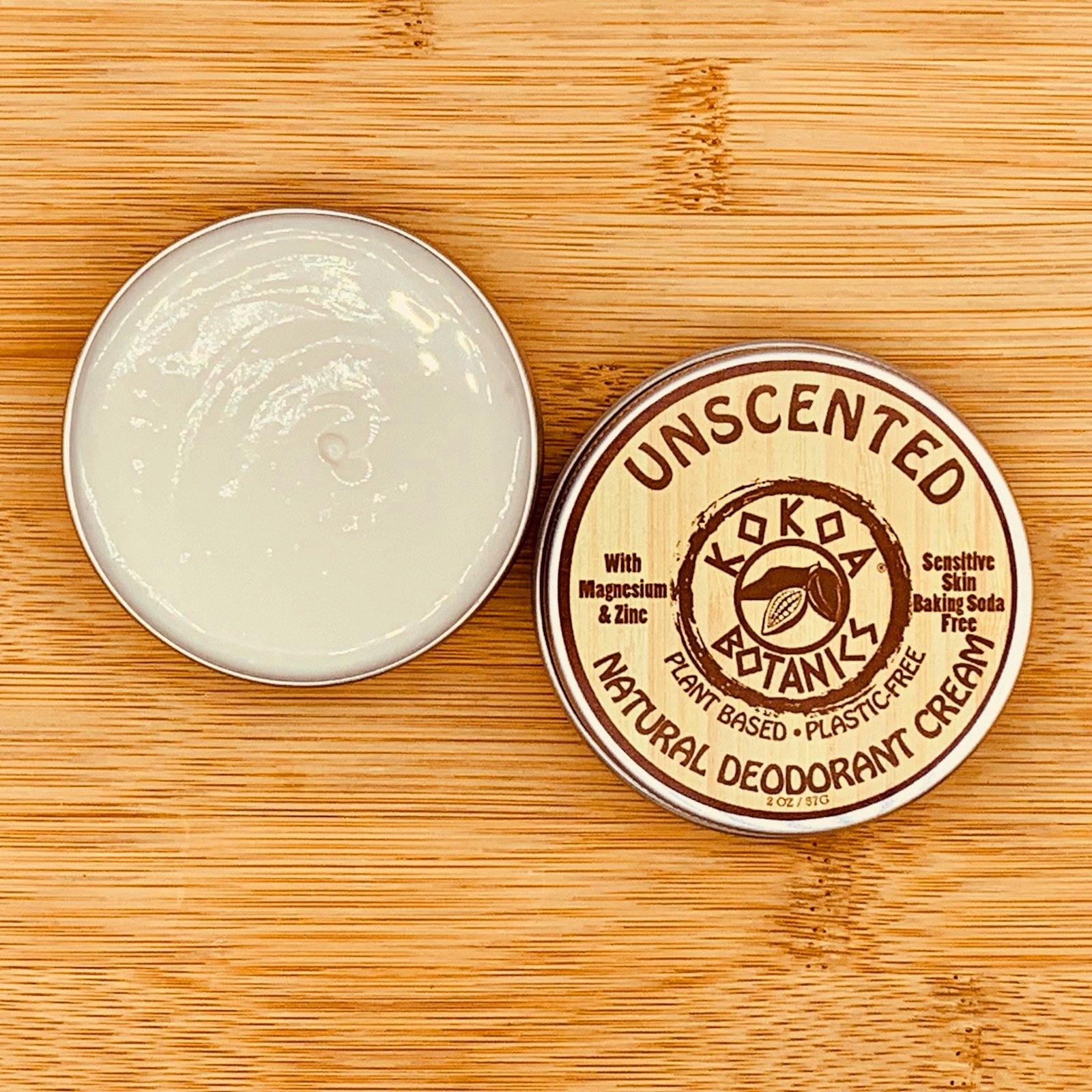 KOKOA BOTANICS deodorant UNSCENTED - Natural Deodorant Cream - Sensitive Skin  2.5 oz