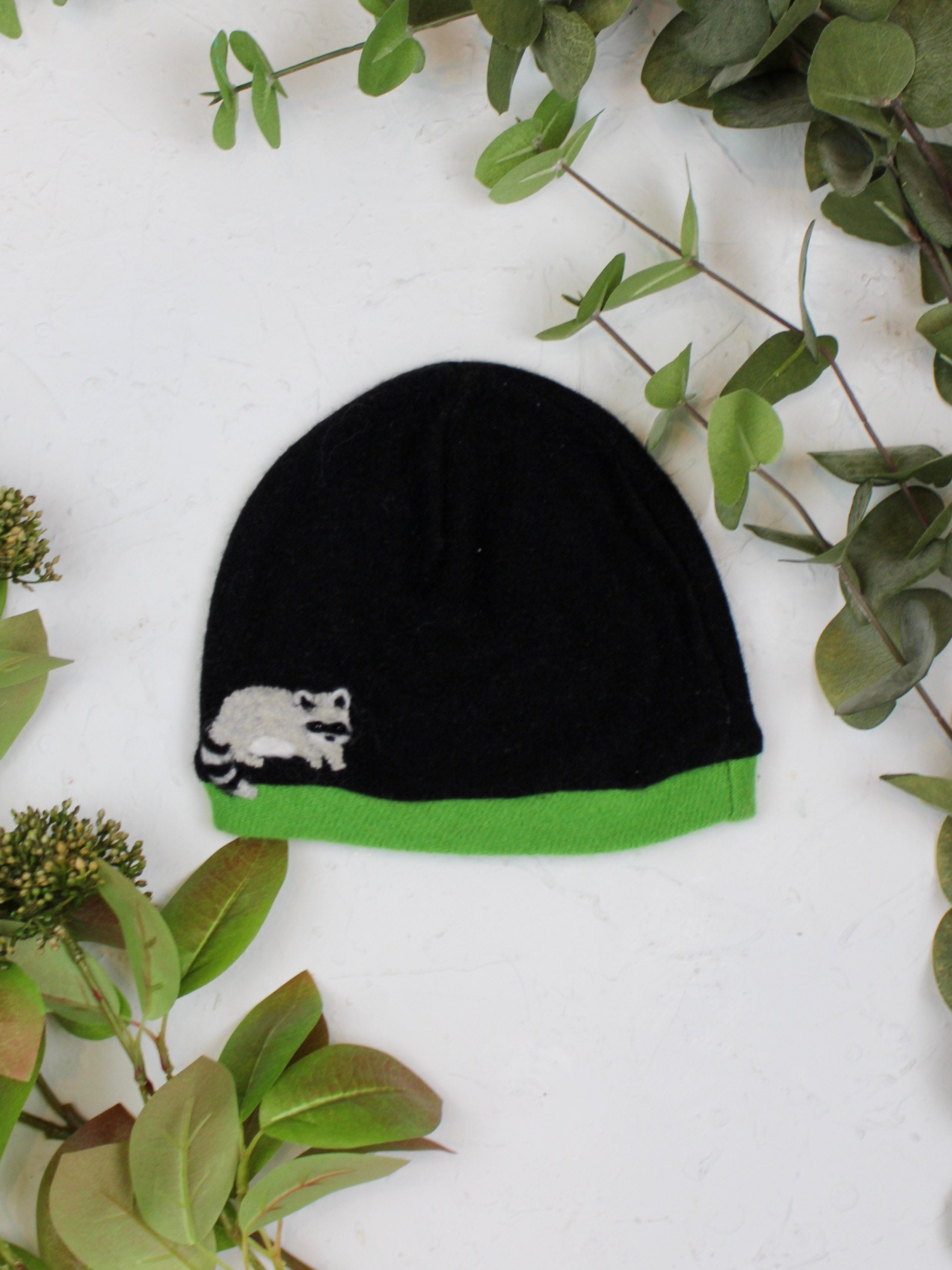 Ash &amp; Rose hat Lime Raccoon Cashmere Hat - Child