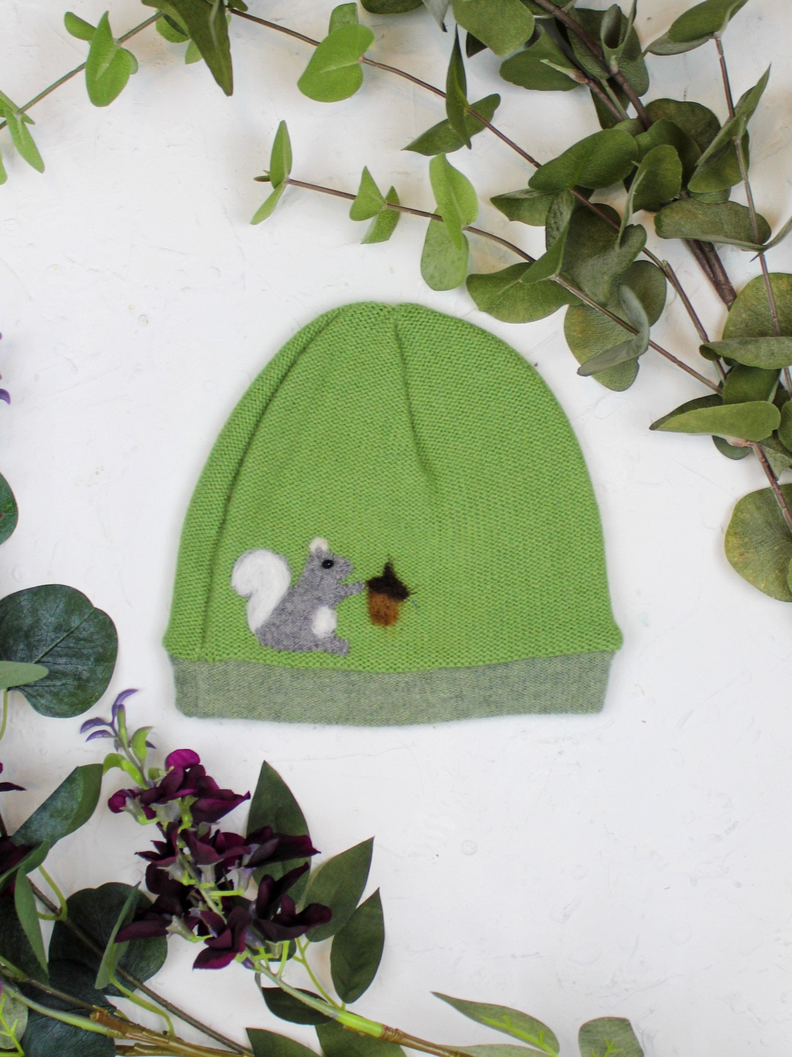 Ash &amp; Rose hat Green Squirrel Cashmere Hat - Child