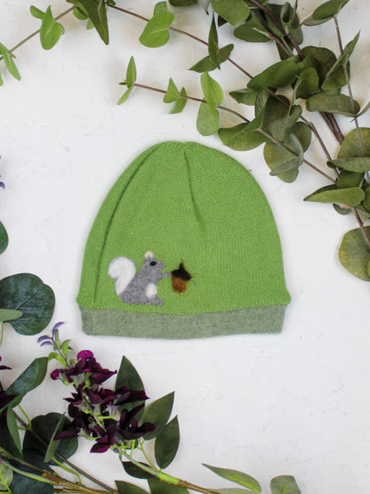 Ash &amp; Rose hat Green Squirrel Cashmere Hat - Child