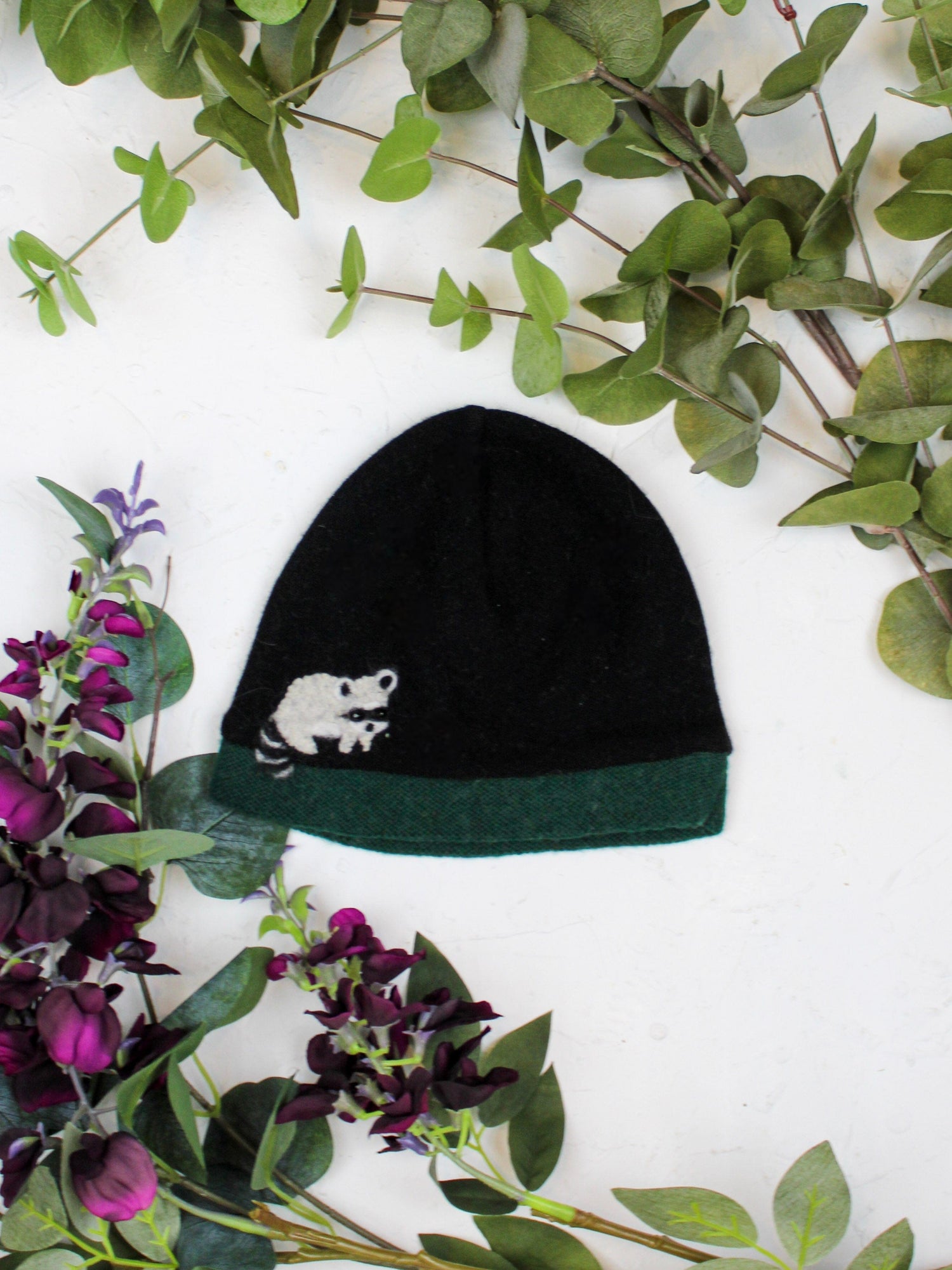 Ash &amp; Rose hat Olive Raccoon Cashmere Hat - Child