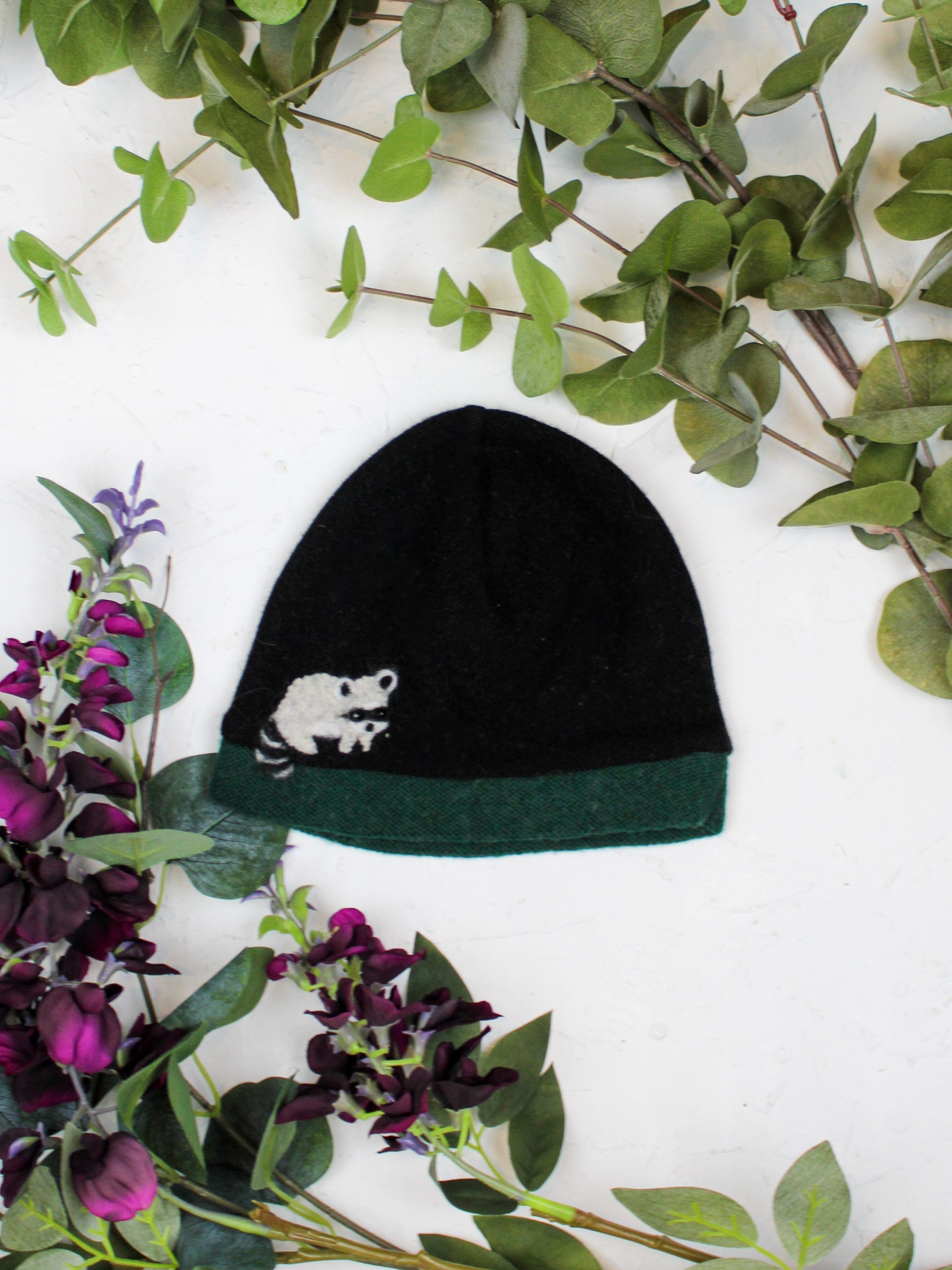 Ash &amp; Rose hat Olive Raccoon Cashmere Hat - Child