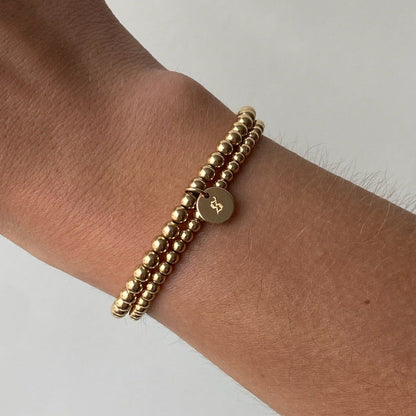 Old English Initial Juno Double Bracelet Stack (3mm + 4mm)