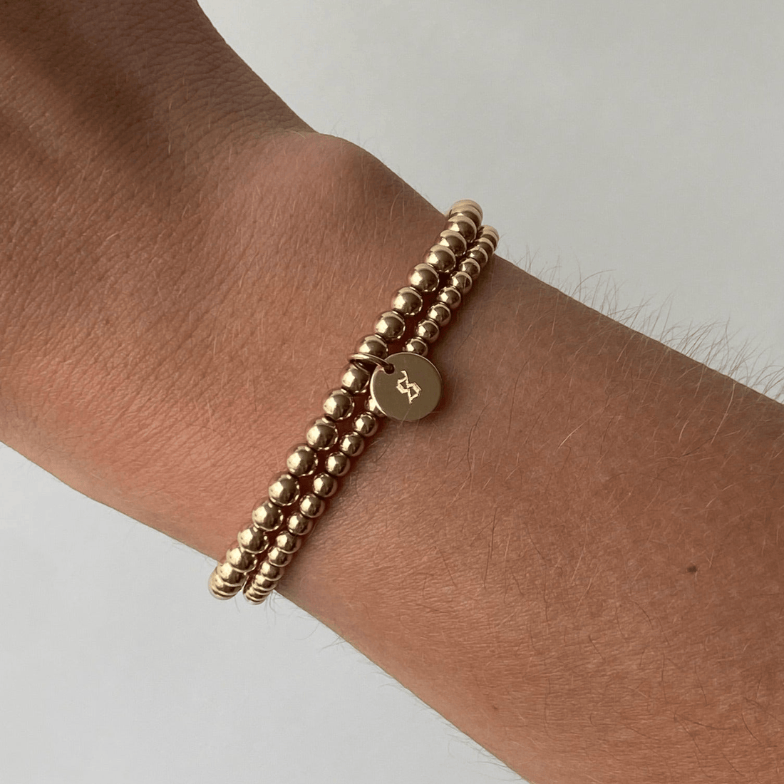 Cuffed by Nano LLC Old English Initial Juno Double Bracelet Stack (3mm + 4mm)