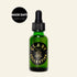 Green bottle of Clary Collection face serum with a dropper on a white background, featuring &