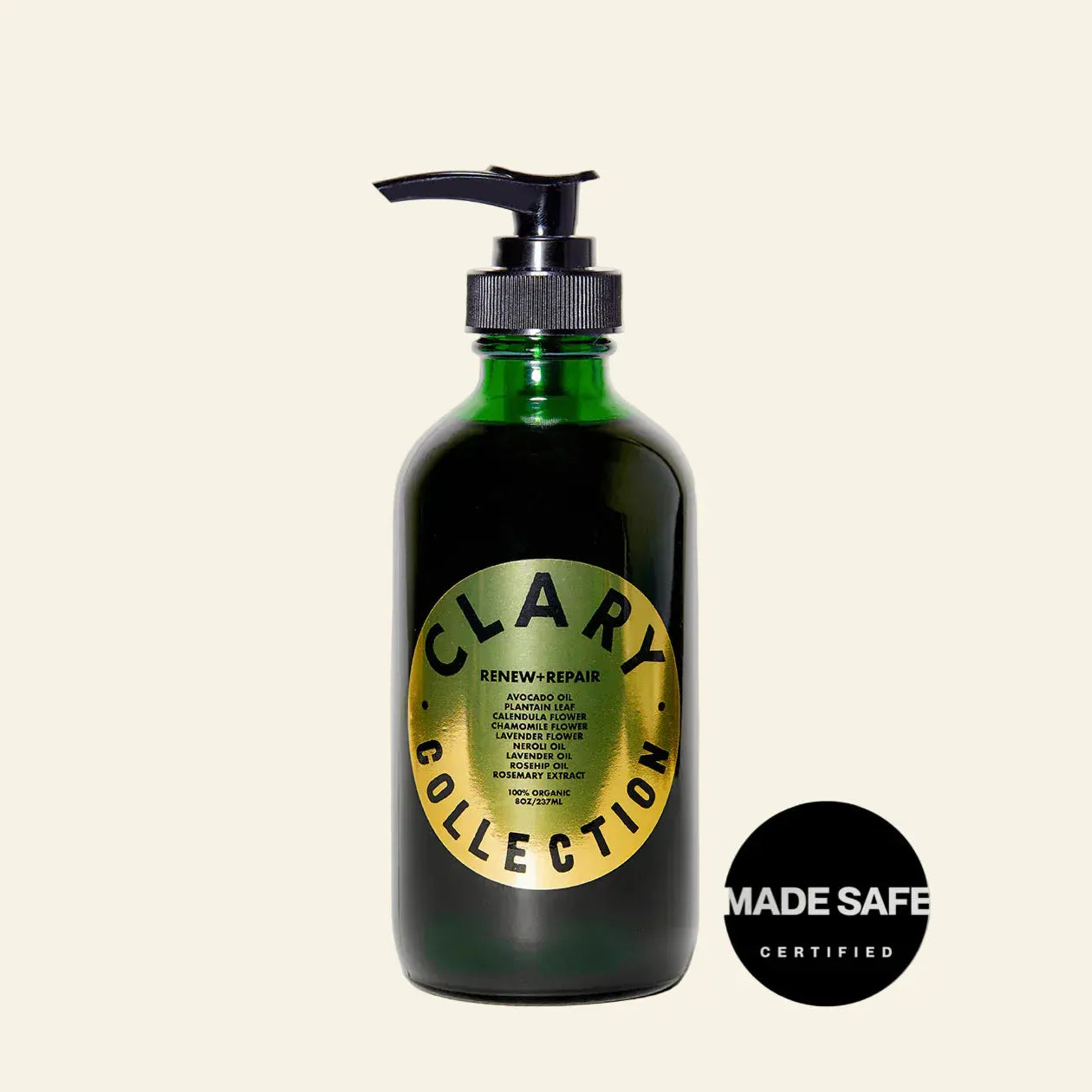 Green bottle with pump labeled &