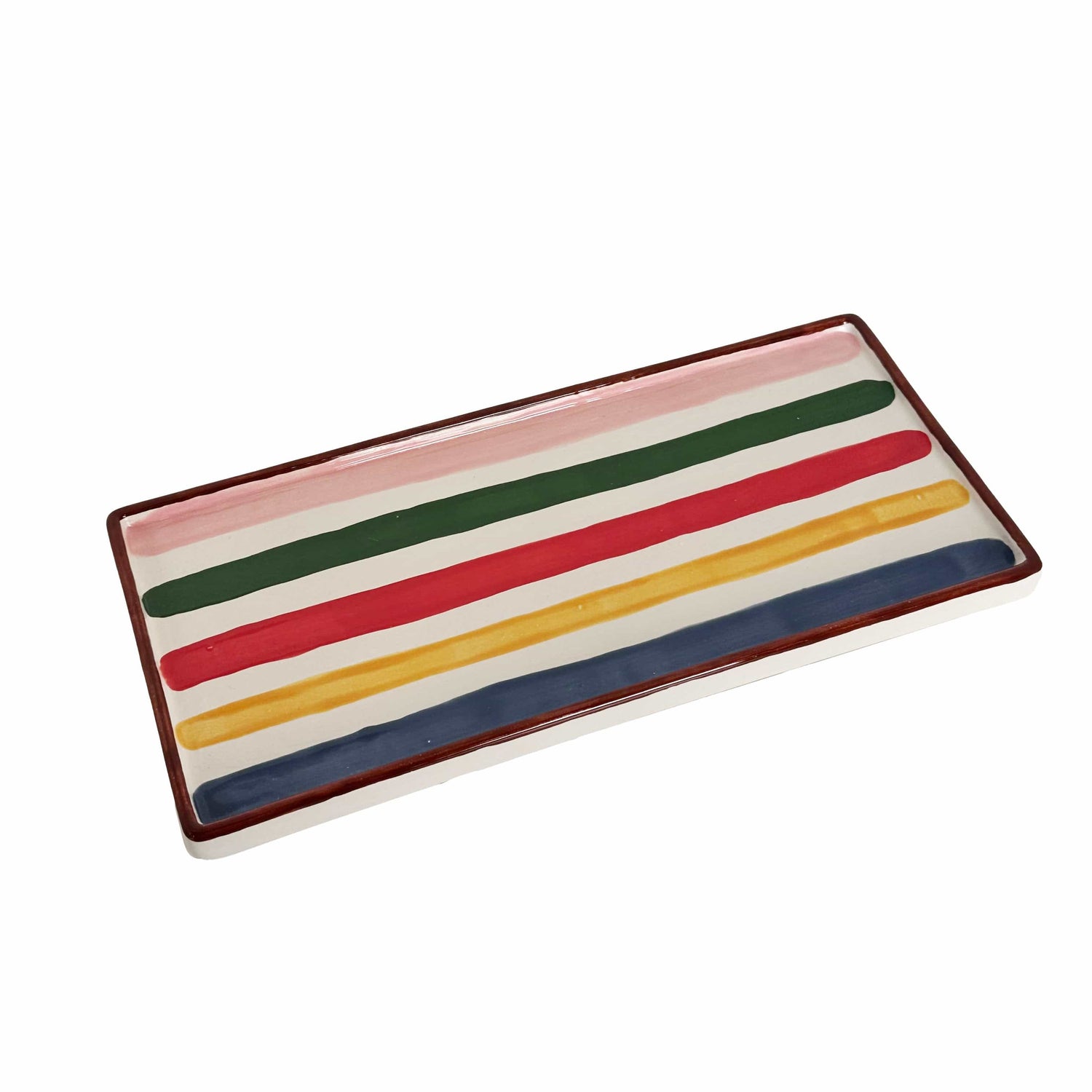 Ruby Clay Company Low Profile Tray with Multicolor Stripes