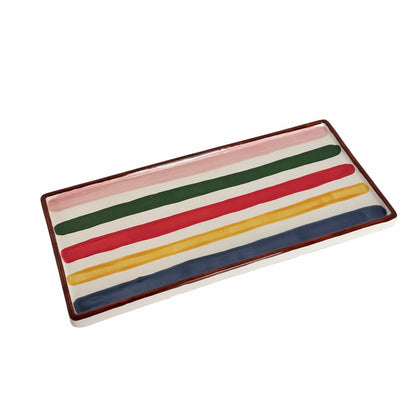 Ruby Clay Company Low Profile Tray with Multicolor Stripes