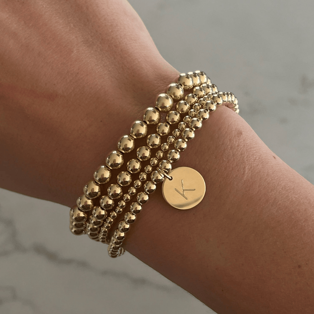 Classic Initial Juno Bracelet Four Stack