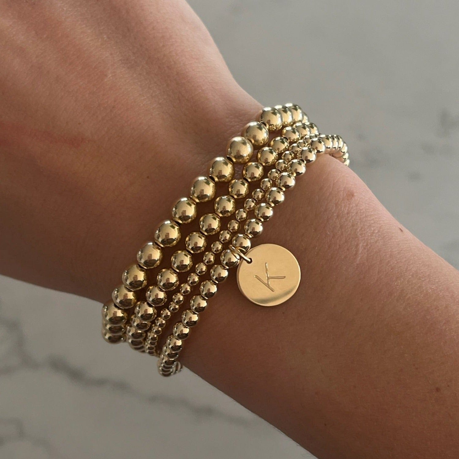 Classic Initial Juno Bracelet Four Stack