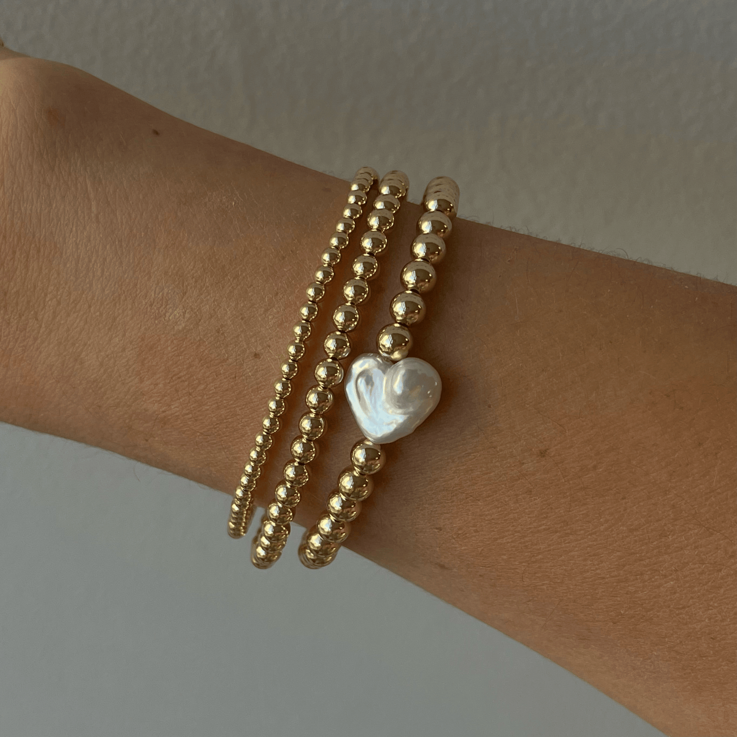 Cuffed by Nano LLC Pearl Heart Juno Bracelet Triple Stack