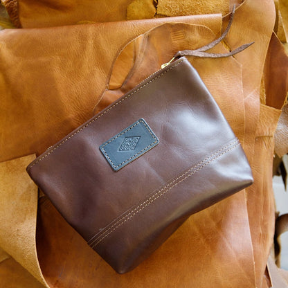 The Local Branch Leather Toiletry Bag Small Batch Brown Apothecary Bag