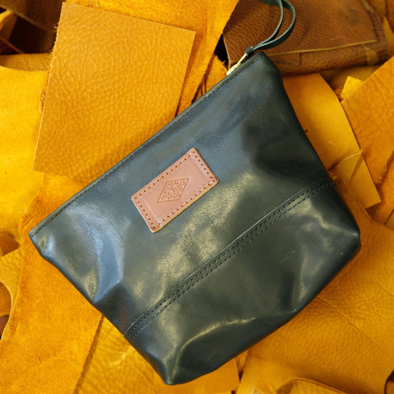 The Local Branch Leather Toiletry Bag Dark Green Apothecary Bag