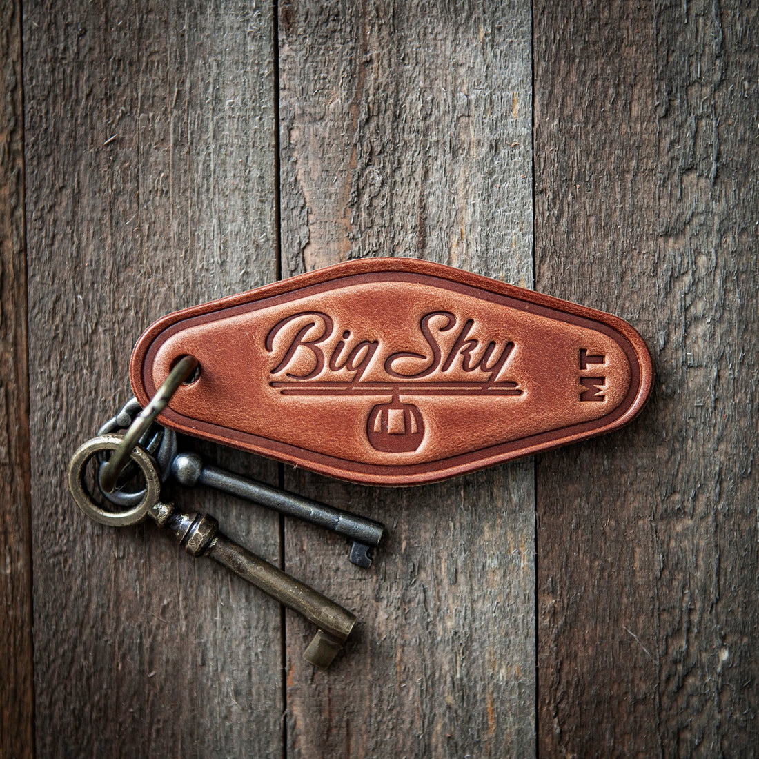 Big Sky Montana Leather Keychain Motel Style