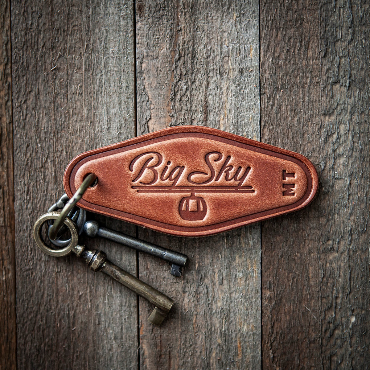 Big Sky Montana Leather Keychain Motel Style
