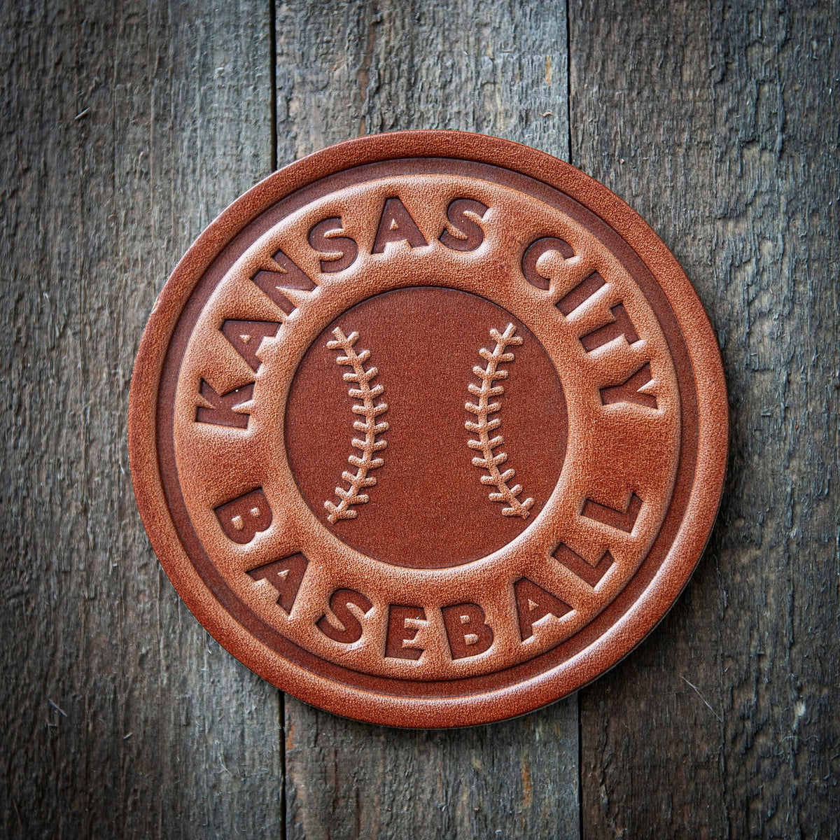 Kansas City Baseball Leather Coaster