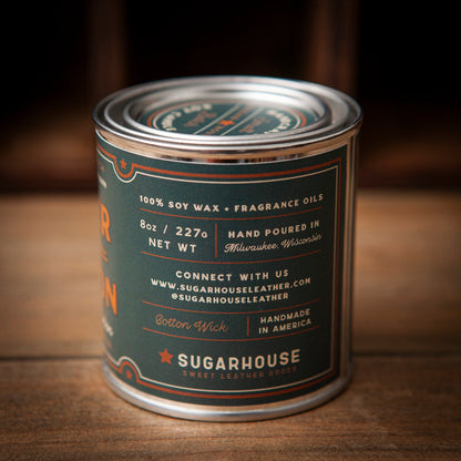 Leather &amp; Bourbon Soy Paint Can Candle