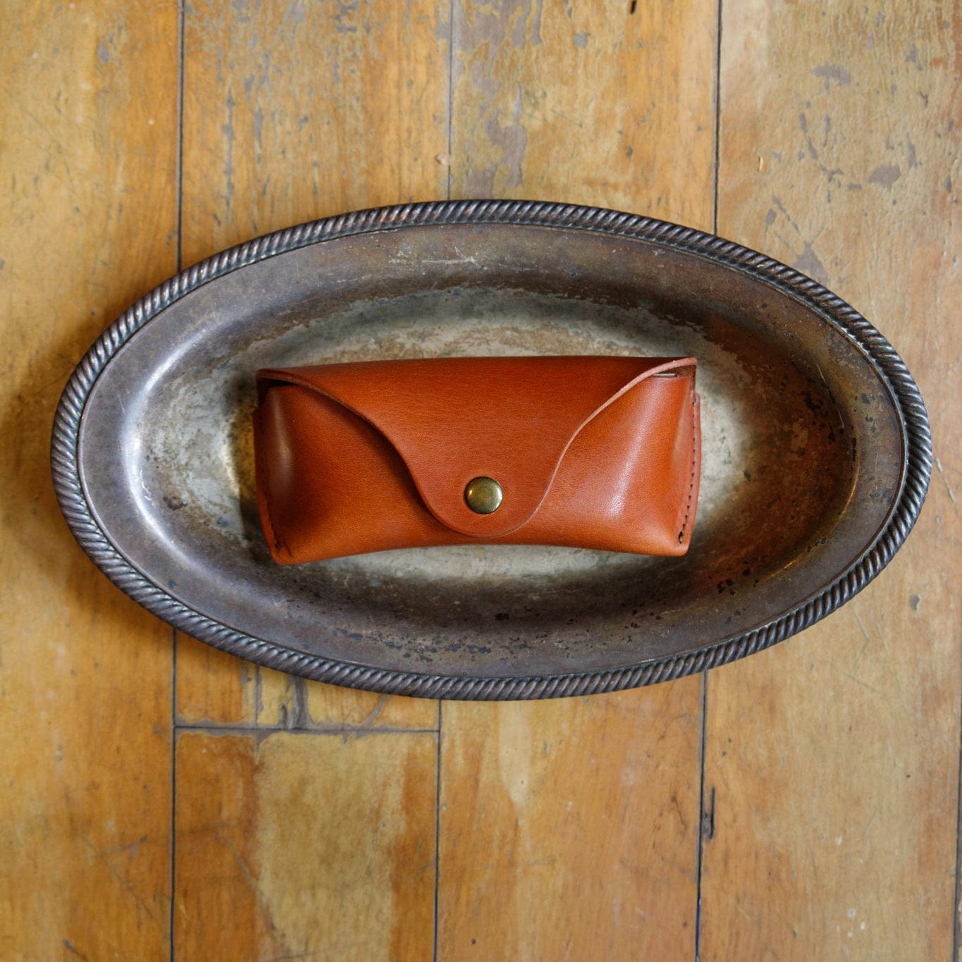 The Local Branch Leather Caramel Leather Glasses Case - USA Made