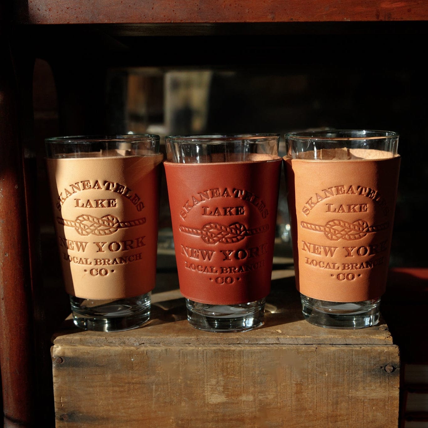 The Local Branch Leather Leather Pint Glass  - USA Made