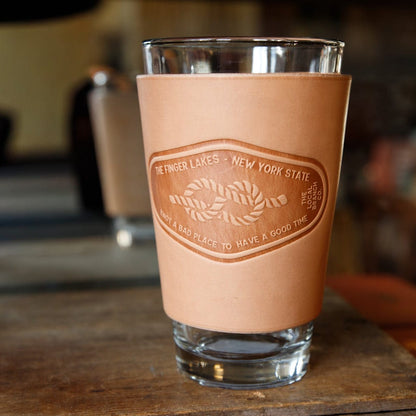 The Local Branch Leather Fingerlakes / Natural Leather Pint Glass  - USA Made