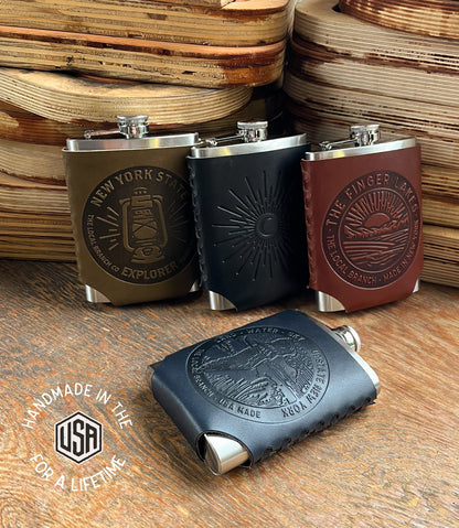 The Local Branch Leather Wrapped Flask