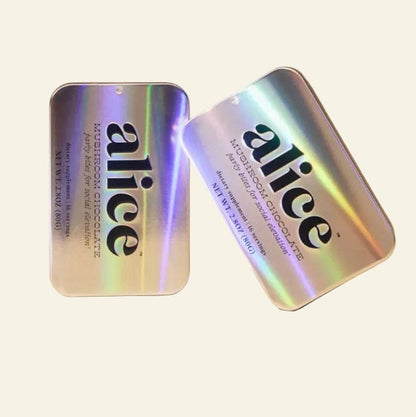 Two iridescent tins with &