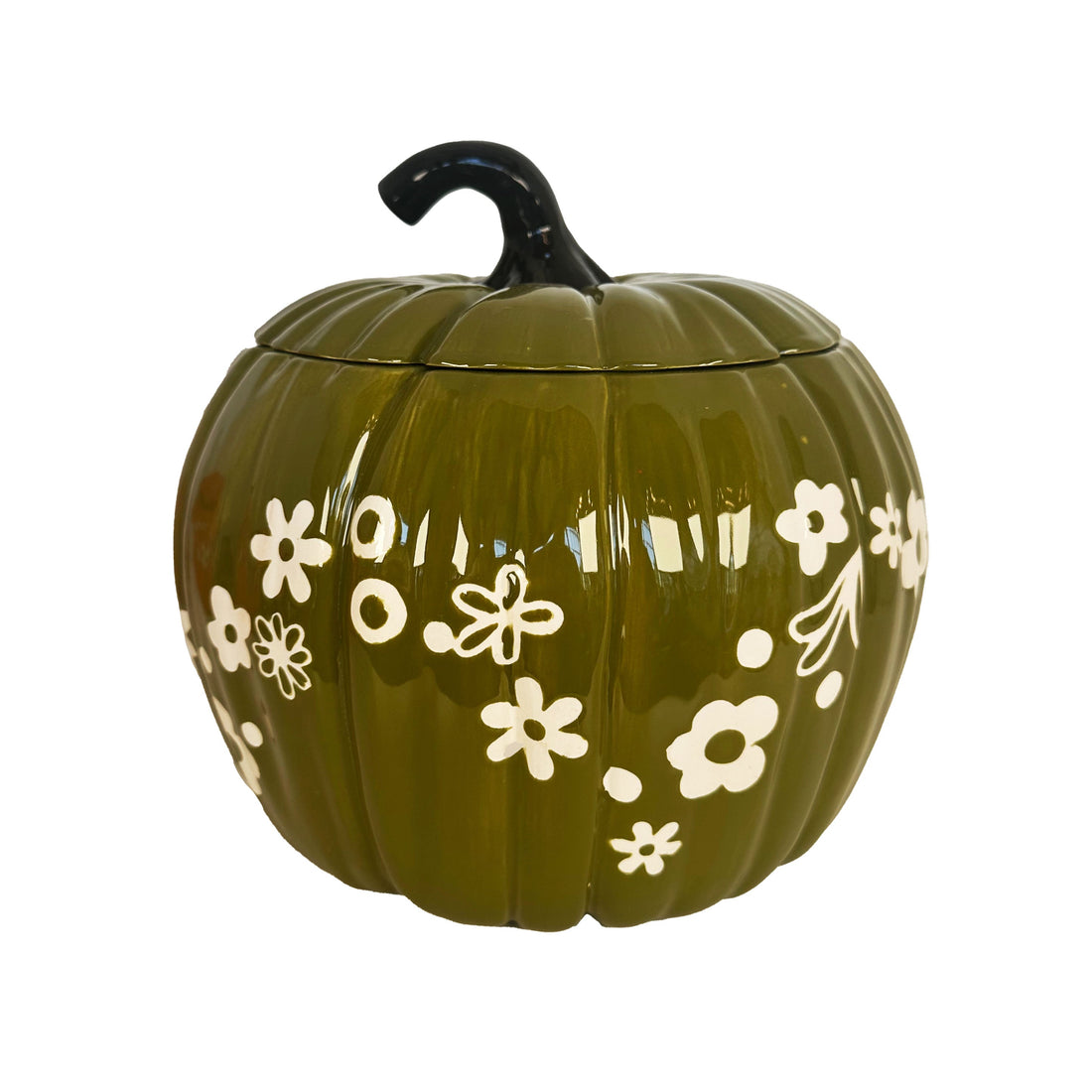 Crazy Daisy Pumpkin Jars in Martini Green