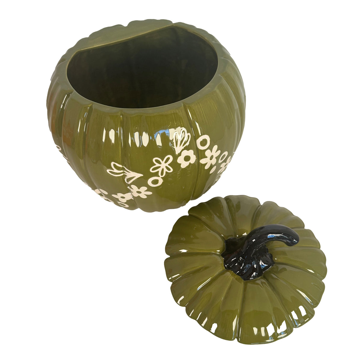 Crazy Daisy Pumpkin Jars in Martini Green