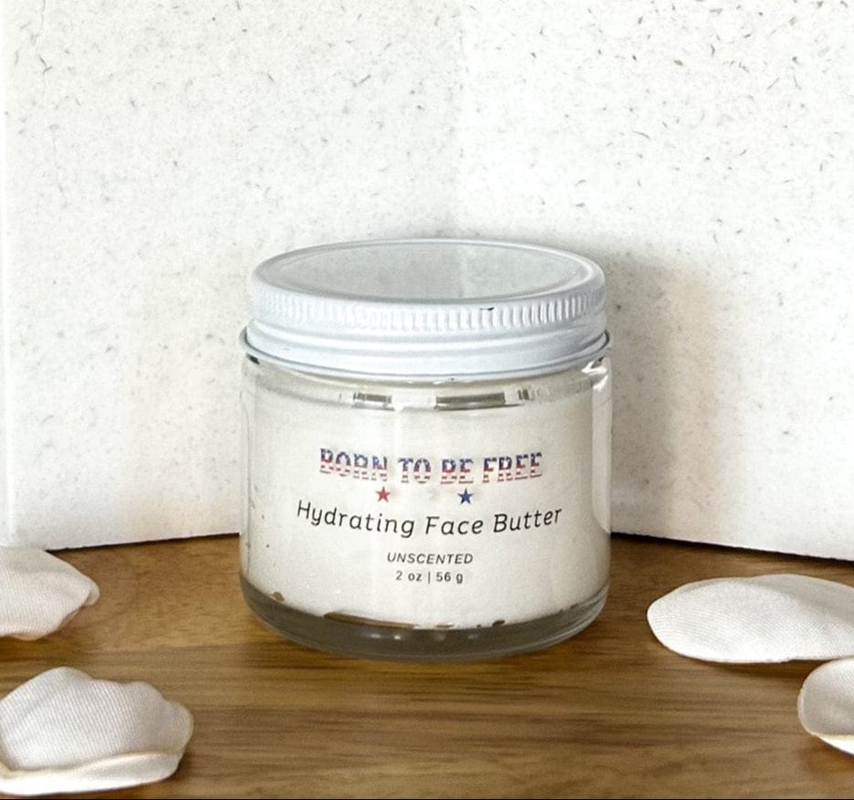 Born To Be Free Face cream 2 oz Glass Jar Hydrating Face Butter without Essential Oils