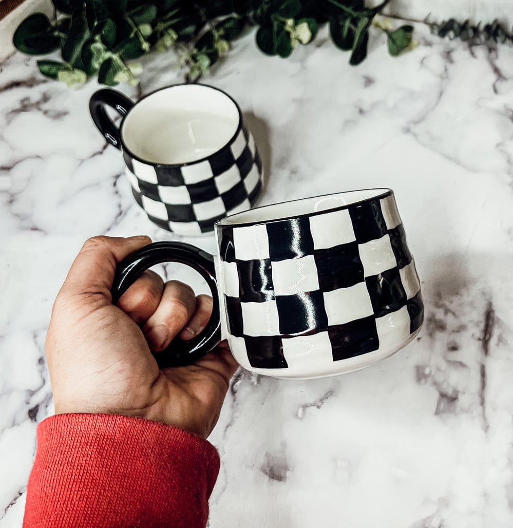 Gia Roma Coffee Mug BW Checkered Mug