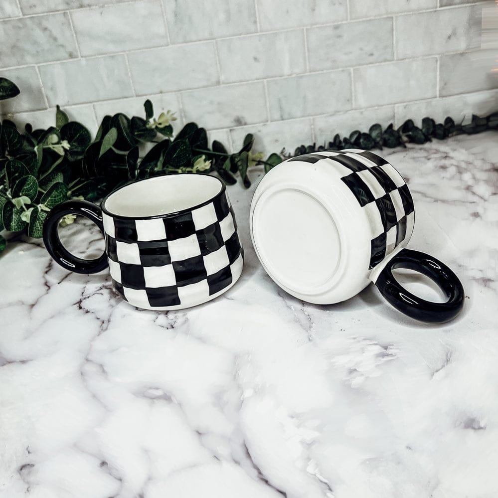 Gia Roma Coffee Mug BW Checkered Mug