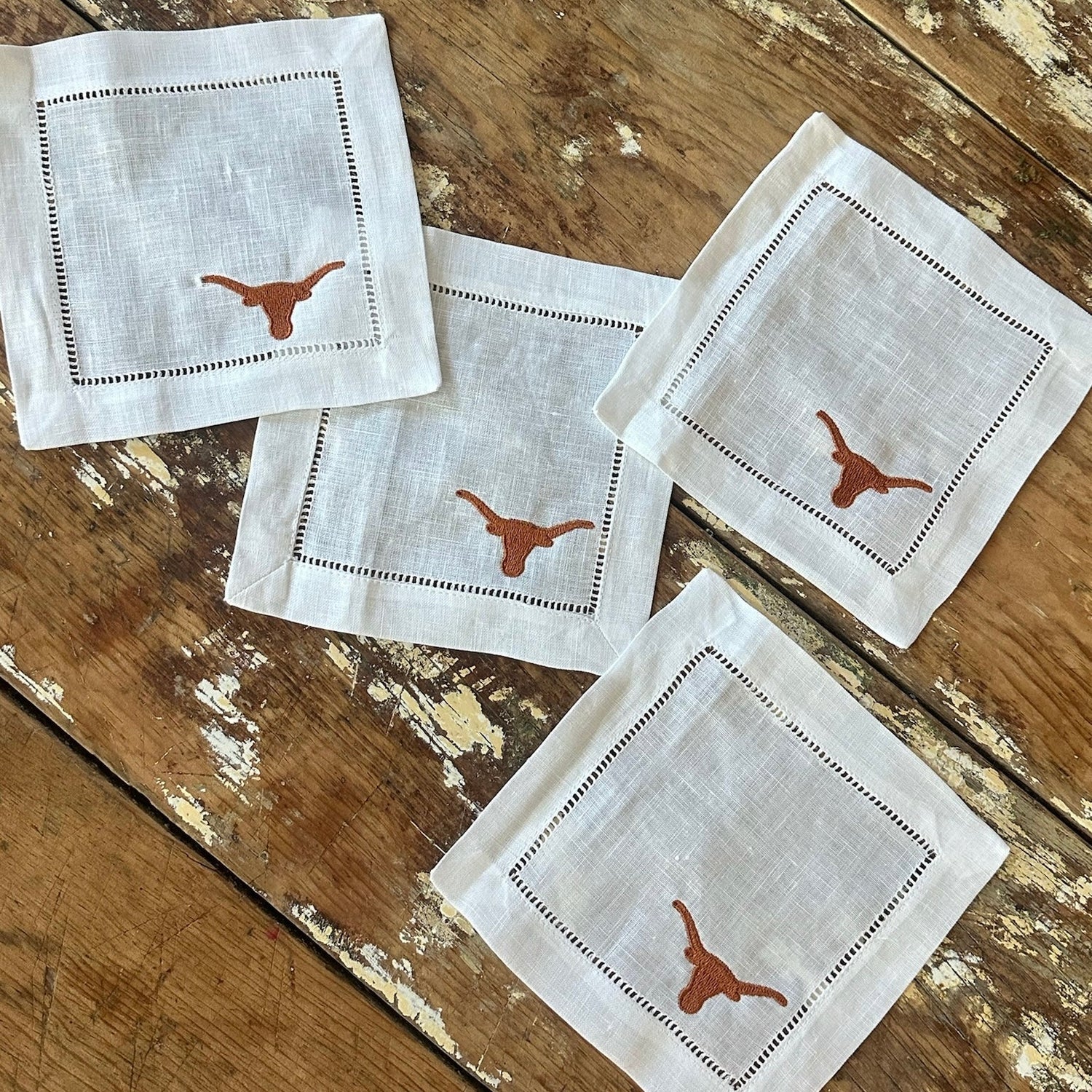 Texas Longhorns Embroidered Cocktail Napkins
