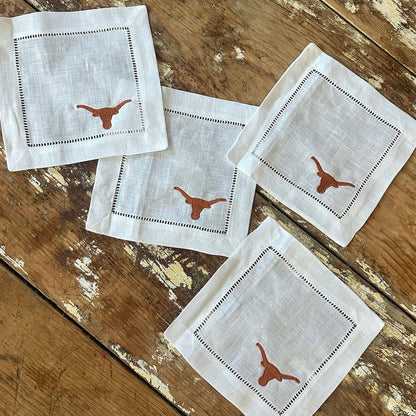 Texas Longhorns Embroidered Cocktail Napkins