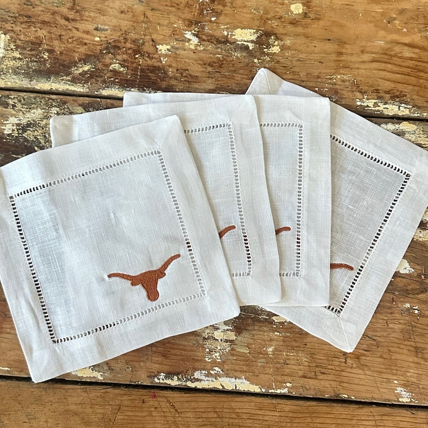Texas Longhorns Embroidered Cocktail Napkins