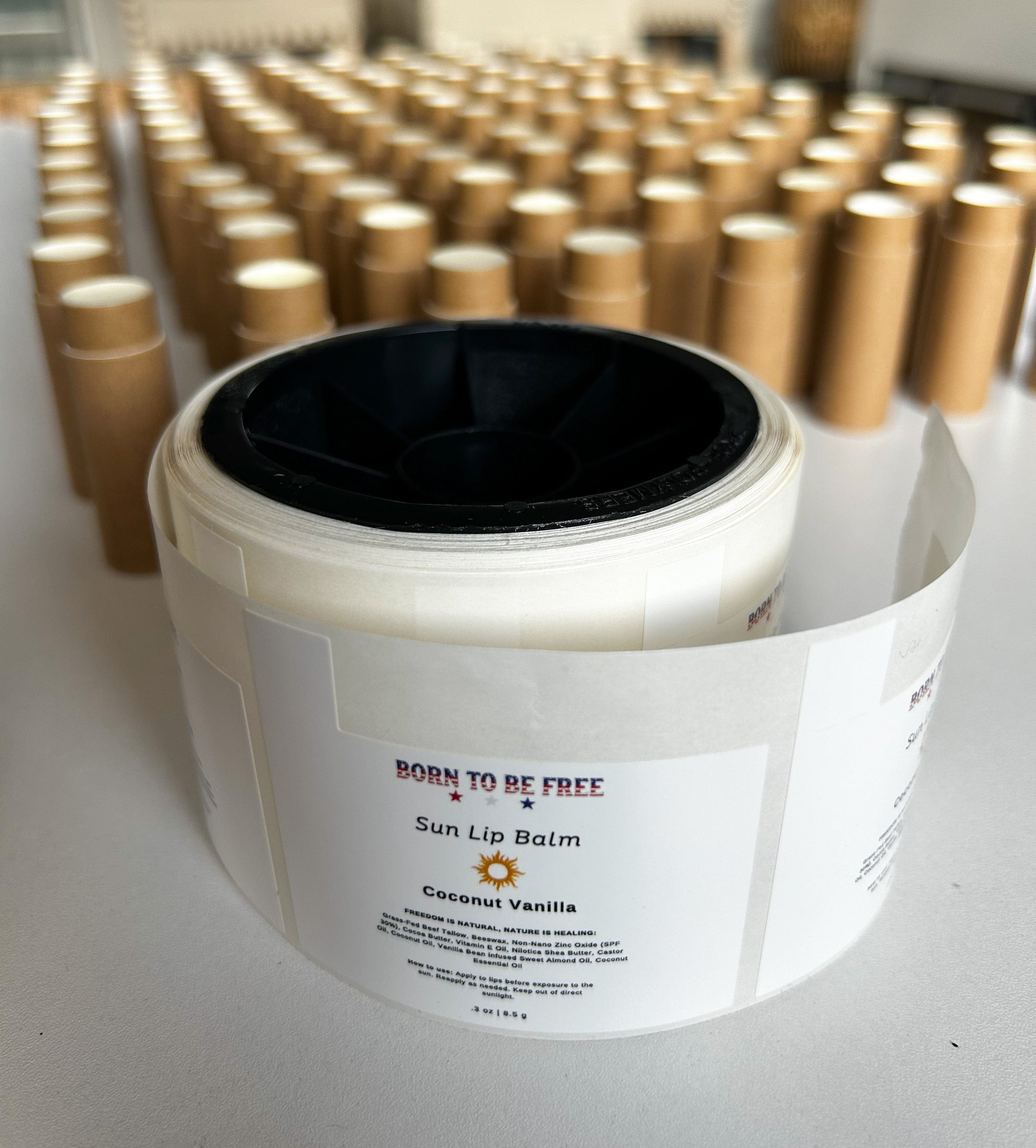 Born To Be Free Lip Balm .3 oz Kraft Push Up Tube Sun Lip Balm