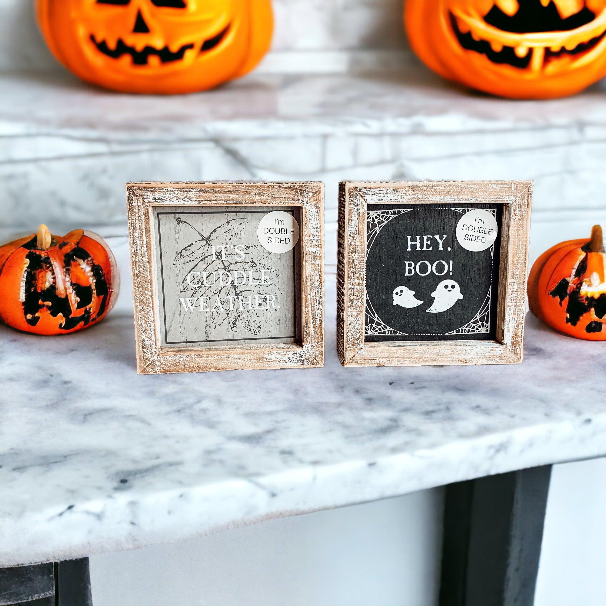 Gia Roma Halloween Sign Hey Boo + Cuddle | Double-Sided