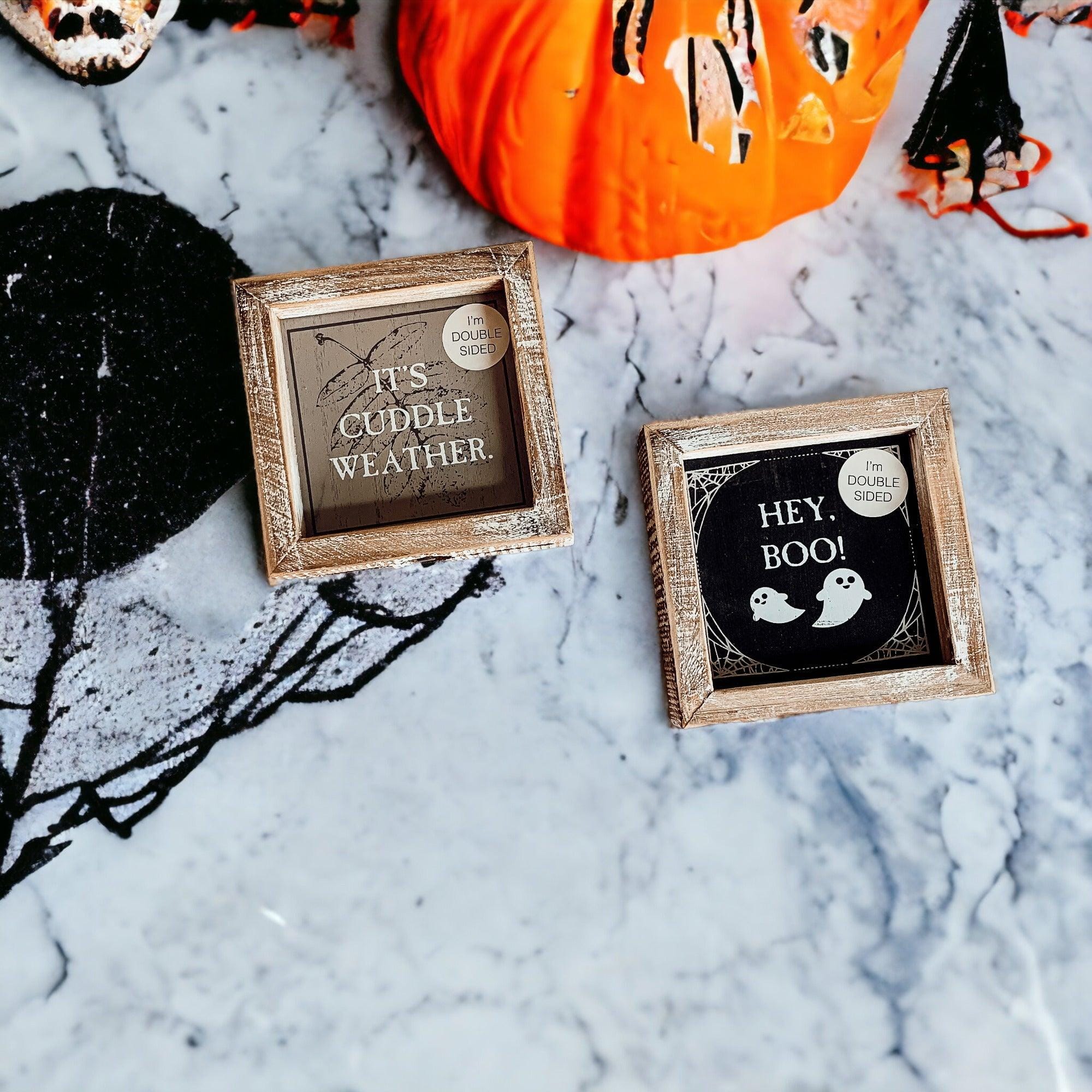 Gia Roma Halloween Sign Hey Boo + Cuddle | Double-Sided
