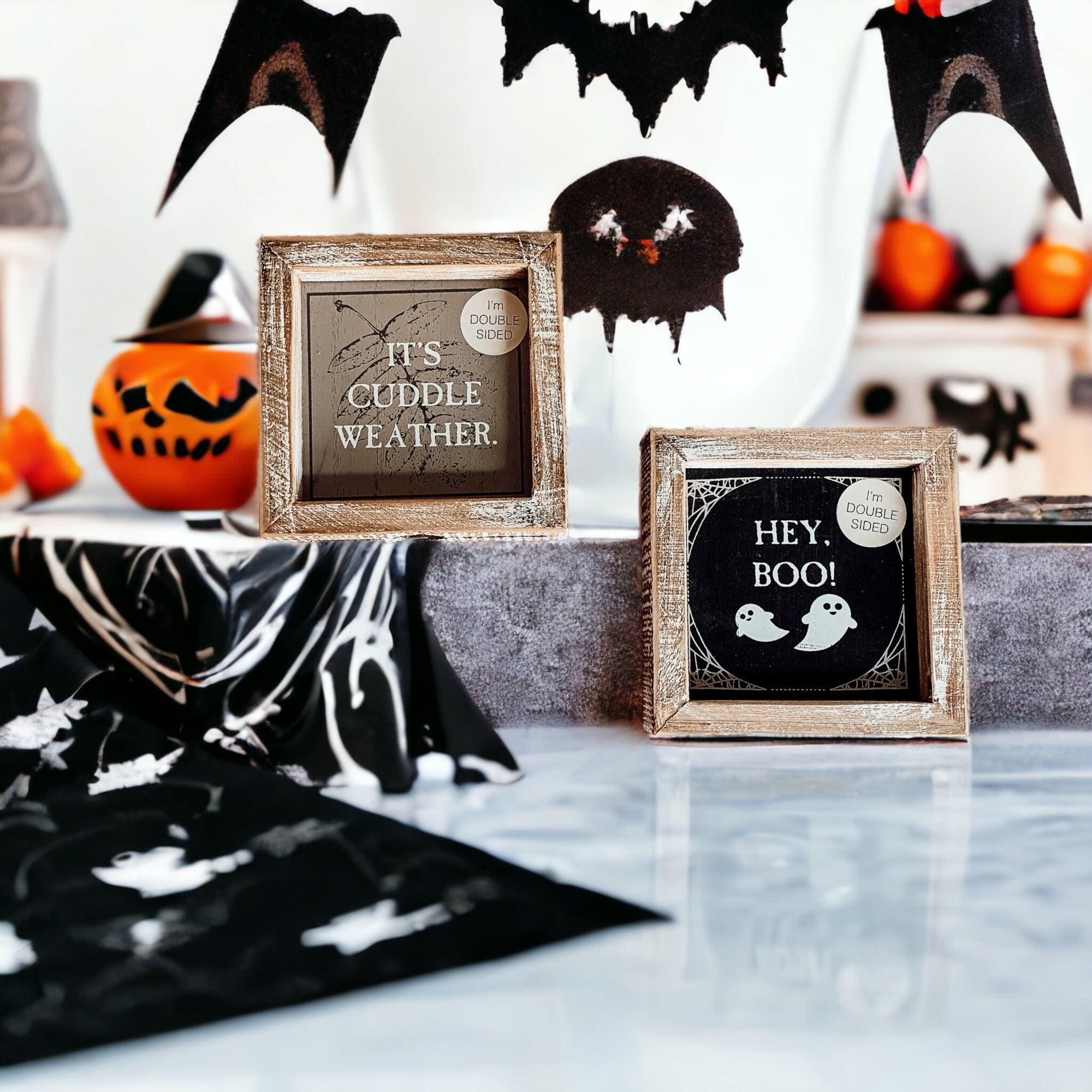 Gia Roma Halloween Sign Hey Boo + Cuddle | Double-Sided